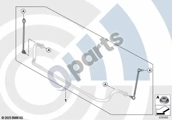 BMW X1 E84 remonto komplektas, stabilizatoriaus trauklės – schema