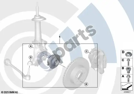 BMW X1 E84 rato guolio remonto komplektas, priekinis – schema