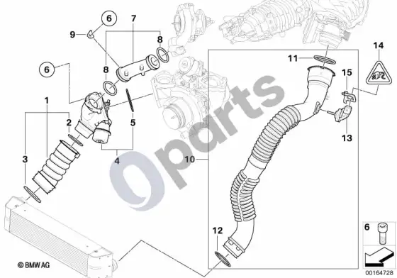 BMW X1 E84 įsiurbimo kolektorius – pripūtimo oro kanalas / EGR – schema