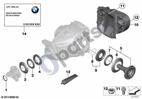 BMW X1 E84 galinės ašies pavaros dalys – schema