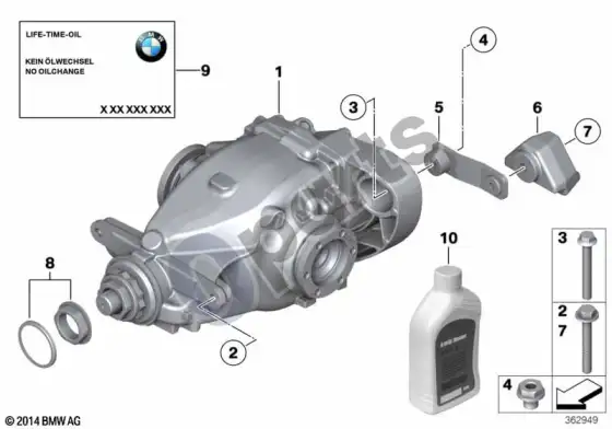 BMW X1 E84 galinės ašies pavara – schema