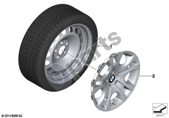 BMW X1 E84 žieminis ratas su padanga, plieninis - 17" – schema