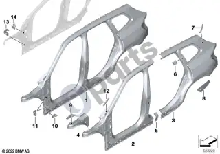 BMW X1 U11 (2022–) Šoninis rėmas – schema