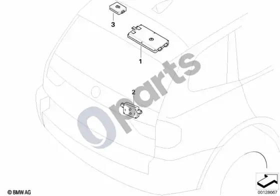 BMW X3 E83 antenos stiprintuvo komponentai – schema