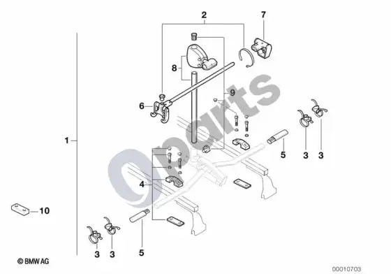 BMW X3 E83 dviračių keltuvas – schema
