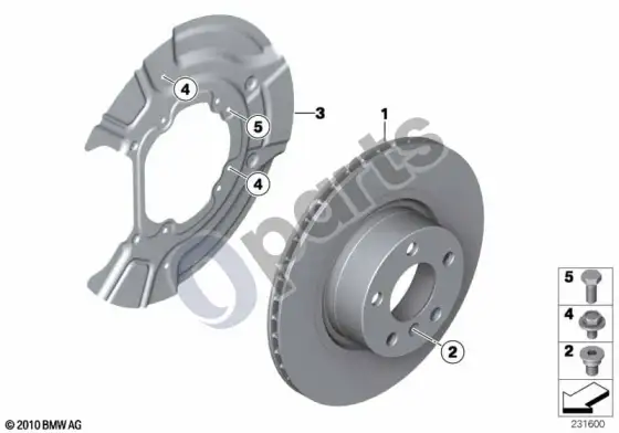 BMW X3 E83 galinio rato stabdys / stabdžių diskas – schema