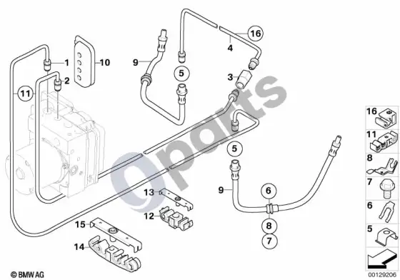 BMW X3 E83 galinis stabdžių vamzdelis – schema