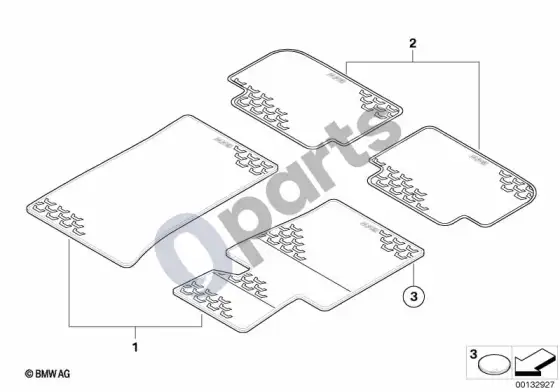 BMW X3 E83 guminis kilimėlis – schema