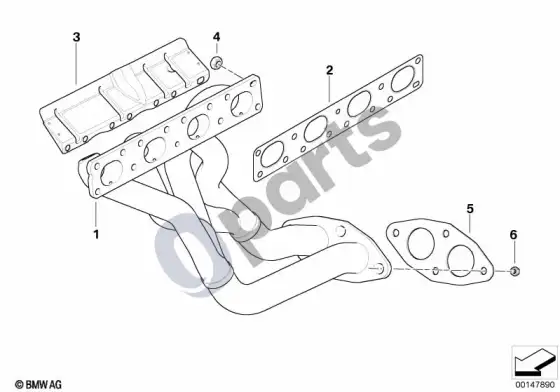 BMW X3 E83 išmetimo kolektorius – schema