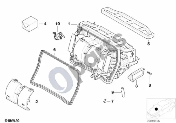 BMW X3 E83 korpuso dalys – oro kondicionierius – schema