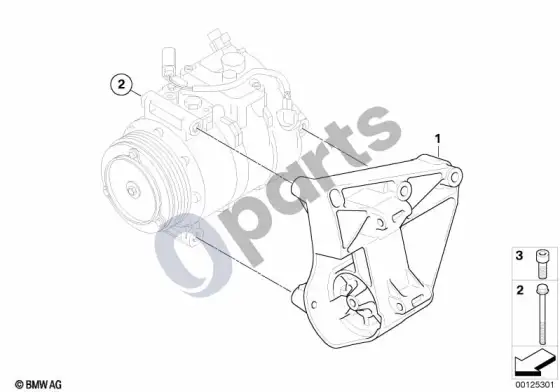 BMW X3 E83 oro kondicionieriaus kompresoriaus laikiklis – schema