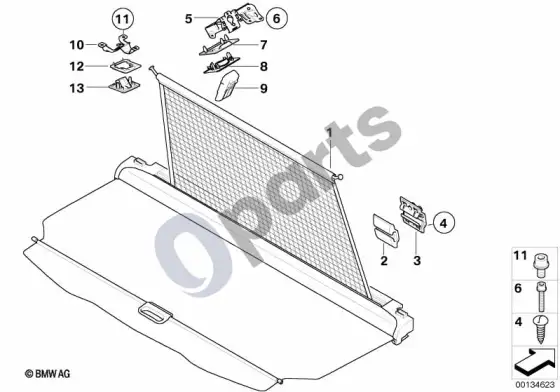 BMW X3 E83 papildomai montuojamas bagažinės tinklas – schema