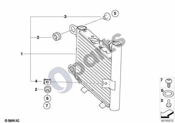 BMW X3 E83 papildomas radiatorius – schema