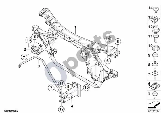 BMW X3 E83 priekinis skydas – schema