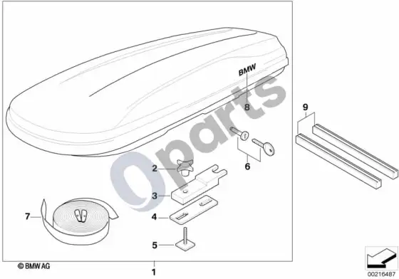 BMW X3 E83 stogo bagažinė – schema