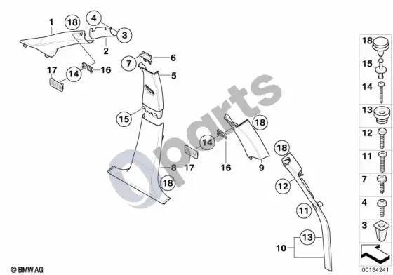 BMW X3 E83 A- / B- / C- / D- statramsčio apdailos skydelis – schema