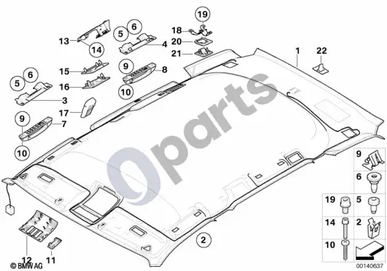 BMW X3 E83 lubų apmušalas / rankena – schema