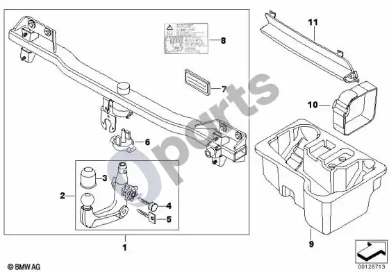 BMW X3 E83 nuimamas vilkimo kablys – schema