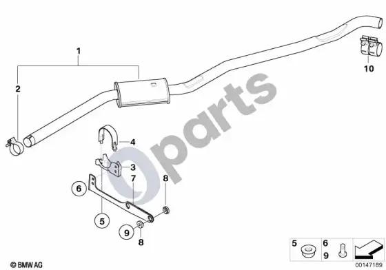 BMW X3 E83 priekinis duslintuvas – schema