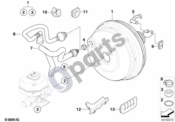 BMW X3 E83 stabdžių stiprintuvo vakuumas – schema