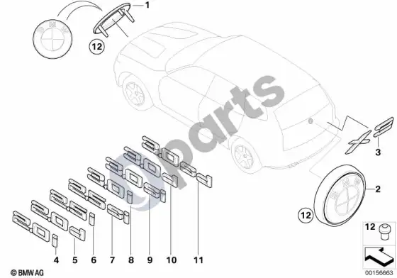 BMW X3 E83 ženkleliai / užrašai; ... - 2008.09 – schema