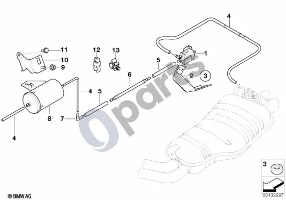 BMW X3 E83 vakuuminis valdymas, išmetimo sklendė – schema