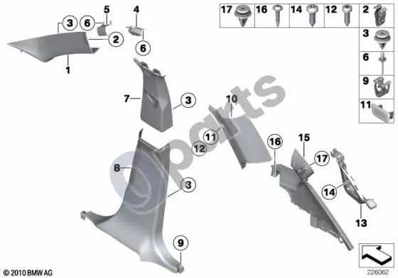 BMW X3 F25 A- / B- / C- / D- statramsčio apdailos skydelis – schema
