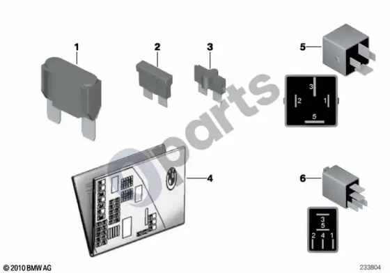 BMW X3 F25 atskiros saugiklių dėžutės dalys – schema