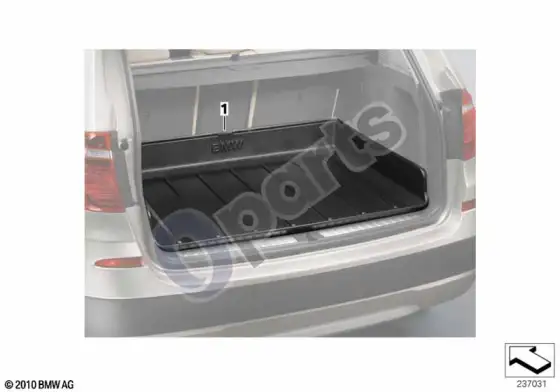 BMW X3 F25 bagažinės dugno vana – schema