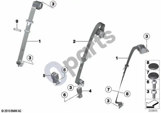 BMW X3 F25 galinis saugos diržas – schema