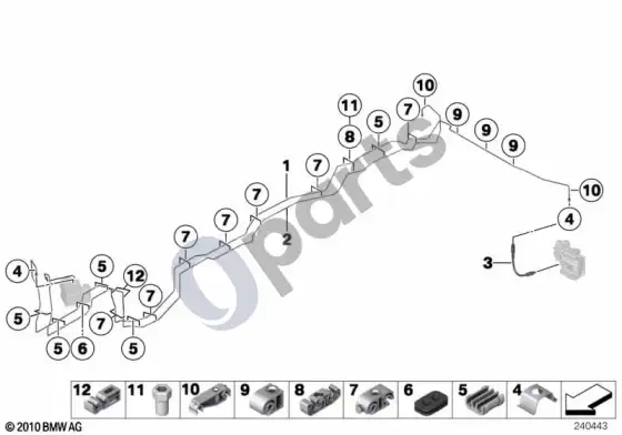 BMW X3 F25 galinis stabdžių vamzdelis – schema