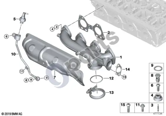 BMW X3 F25 išmetimo kolektorius – schema