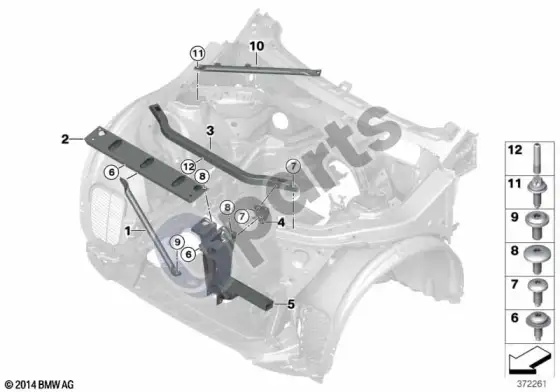 BMW X3 F25 kėbulo priekinės dalies sutvirtinimas – schema