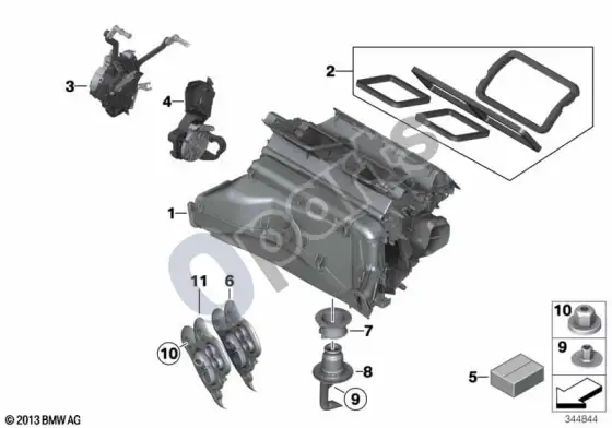 BMW X3 F25 korpuso dalys – oro kondicionierius – schema