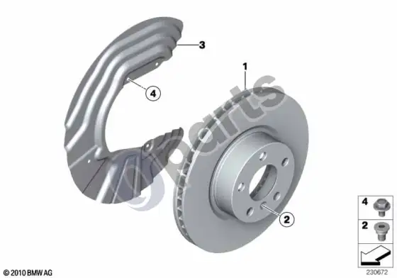 BMW X3 F25 priekinis stabdys / stabdžių diskas – schema