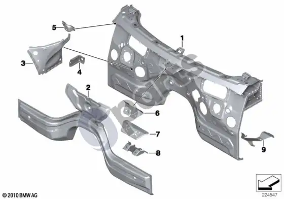 BMW X3 F25 purslų sienelės dalys – schema