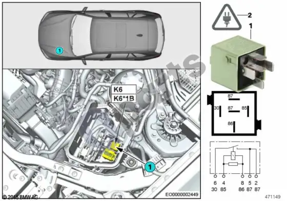 BMW X3 F25 relė, variklis DDE K6 – schema