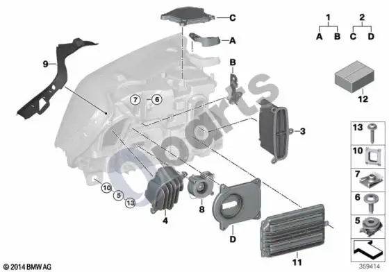 BMW X3 F25 atskiros dalys, žibintas LED; 2014.04 - ... – schema