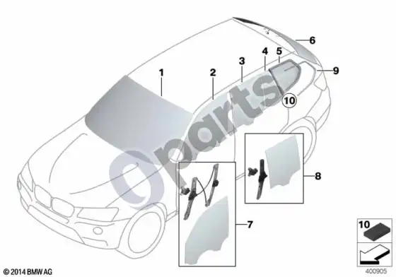 BMW X3 F25 stiklai – schema