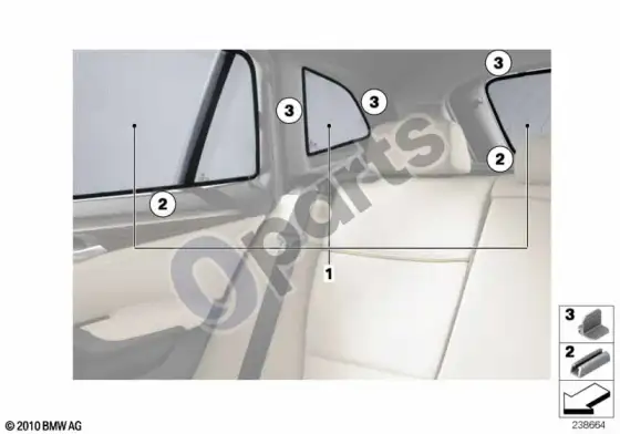BMW X3 F25 saulės skydelis, sulankstomas – schema