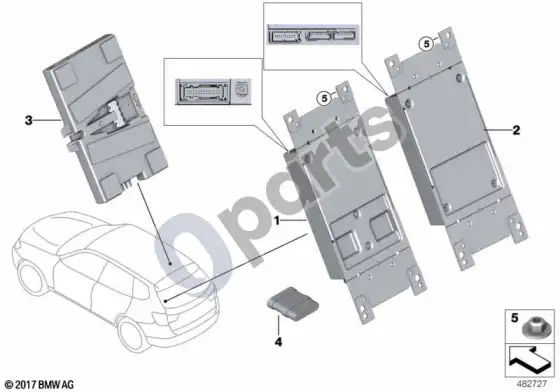 BMW X3 F25 telematinis ryšio blokas; 2017.08 - ... – schema