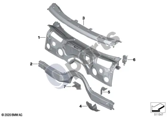 BMW X3 G01 purslų sienelės dalys – schema
