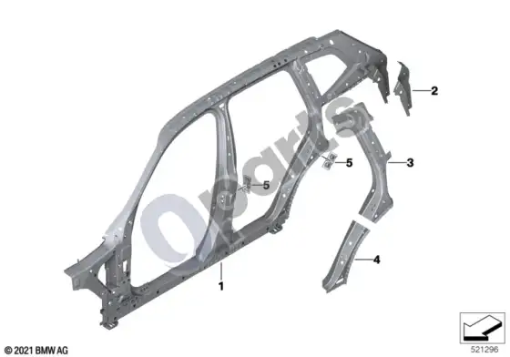 BMW X3 G01 šoninis rėmas, vidurinis – schema