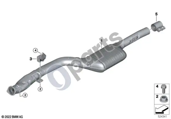 BMW X3 G45 išmetimo sistema, priekinė – schema