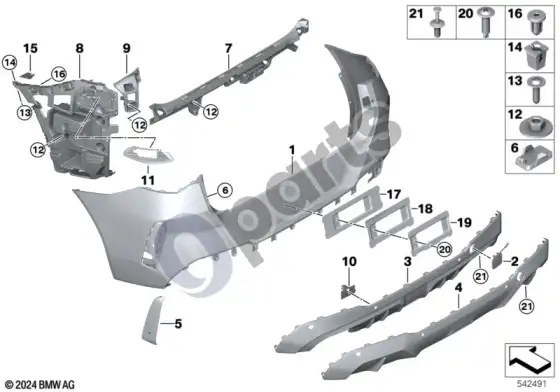 BMW X3 G45 m apdailos plokštė, galinė – schema