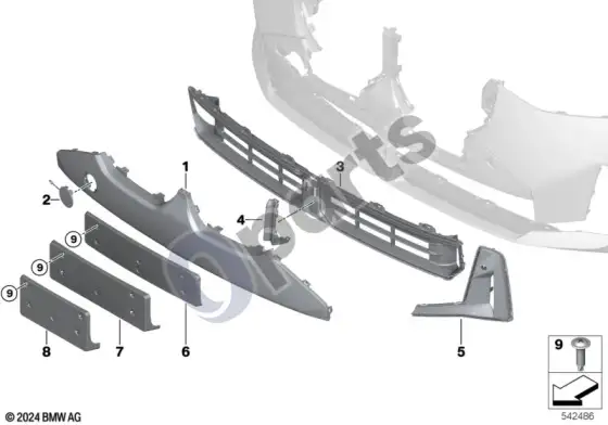 BMW X3 G45 m apdailos skydelis, priekiniai apdailos elementai – schema