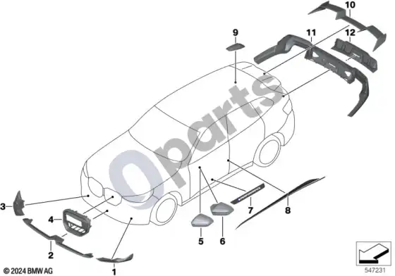 BMW X3 G45 m performance priedai – schema