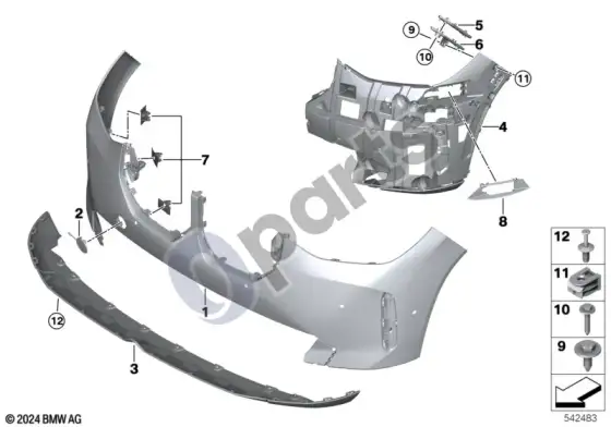 BMW X3 G45 priekinė apdailos plokštė – schema