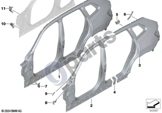 BMW X3 G45 šoninis rėmas – schema