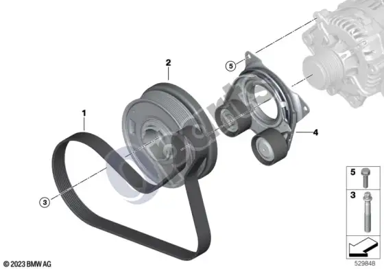 BMW X3 G45 diržinė pavara – schema